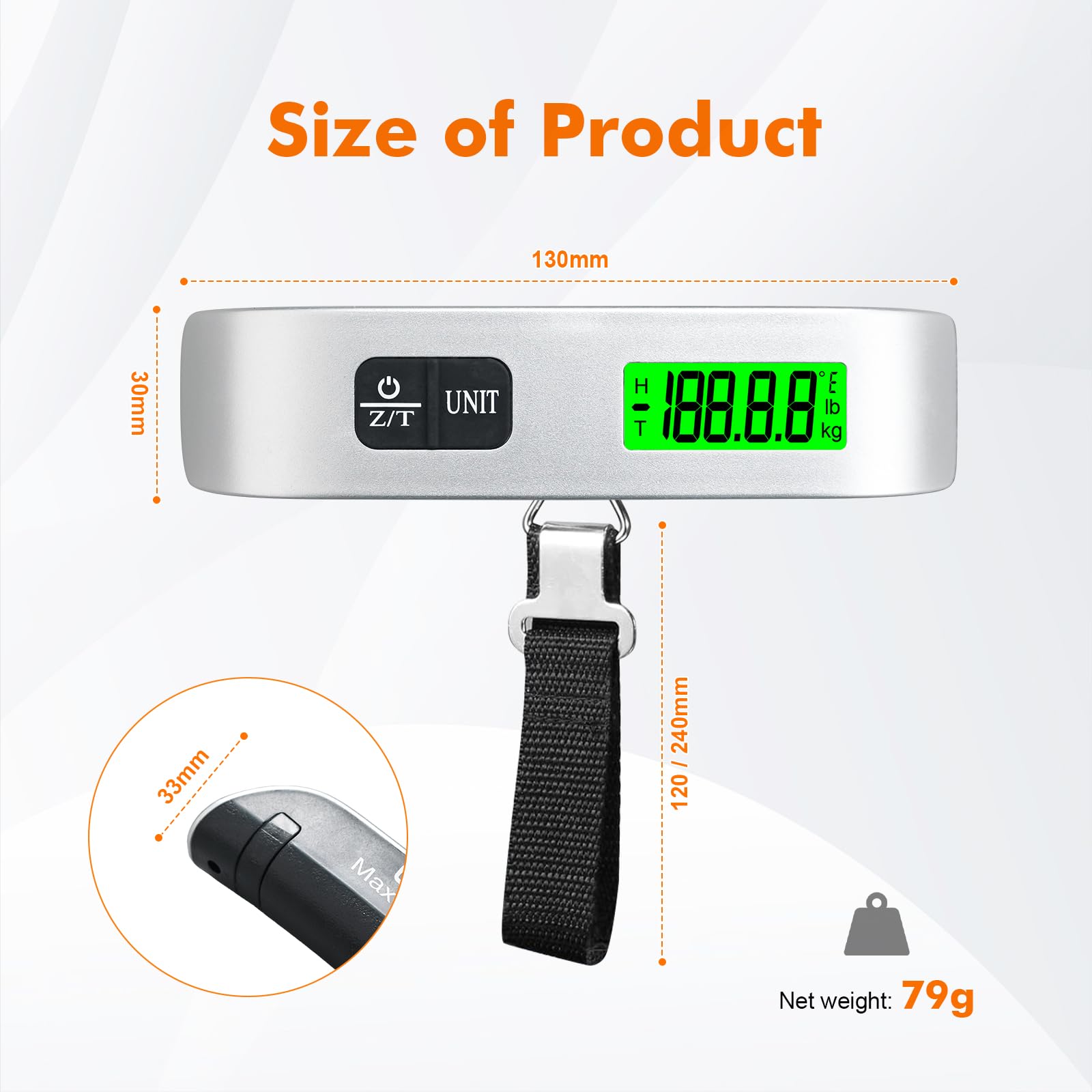 Image secondaire de Balance Numérique de Voyage GRIFEMA GA2005 - Pèse Valise Portable avec Fonction Tare