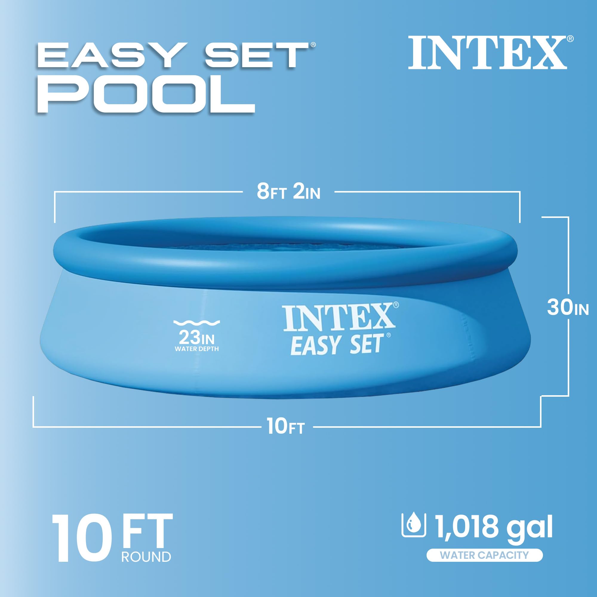 INTEX "Easy Set" XL Pool rund Aufstellpool 305 x 76 cm, Volumen 3.853 l, Großer Aufblasbarer Pool Garten – Aufstellpool Schwimmbecken Kinder ab 6 Jahren, blau (28120NP)