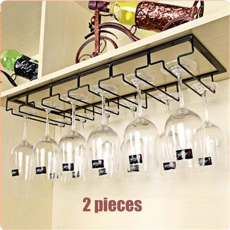 Chyuan 2 piezas de 6 filas soporte para copas de vino colgante, soporte para copas de vino, soporte para copas de vino, soporte invertido, apto para cocinas de bar