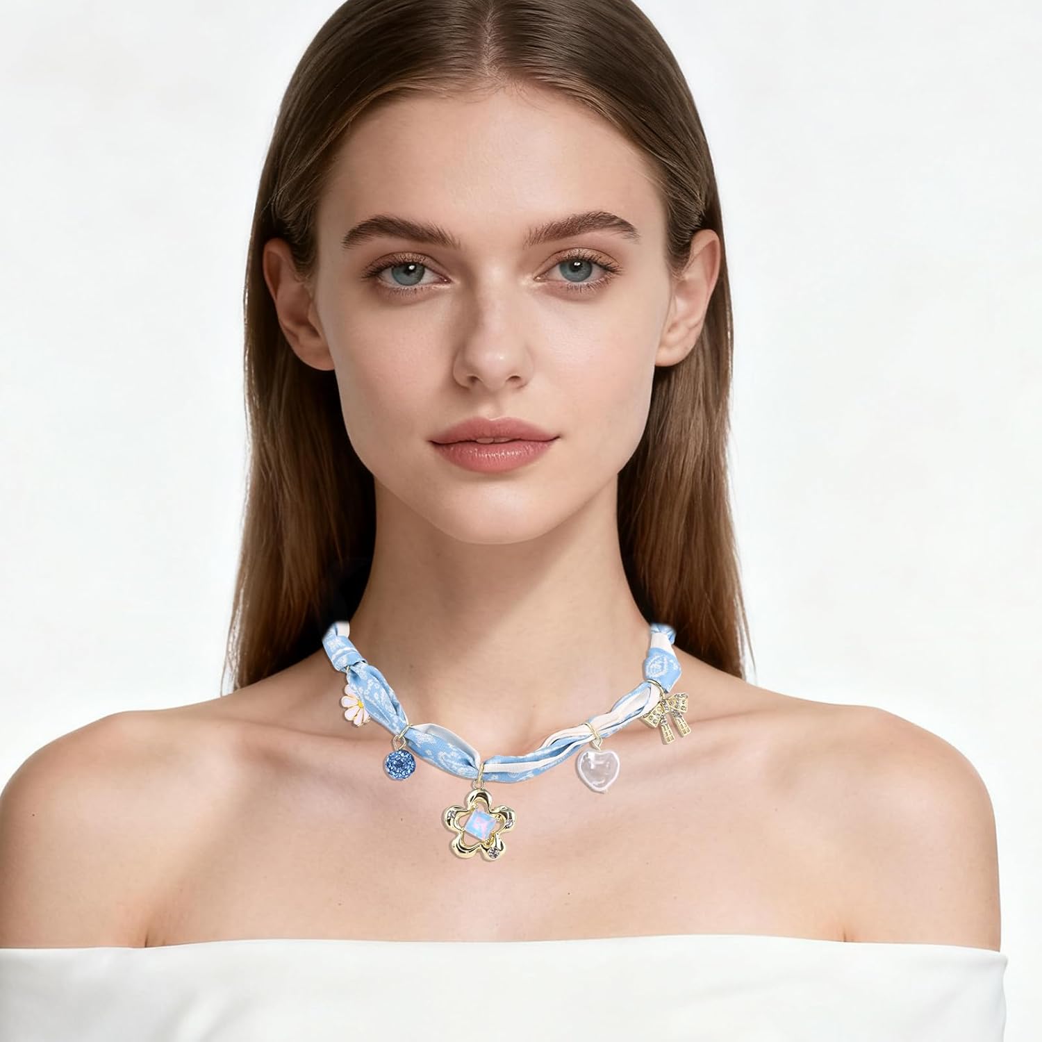 Bandana Pendant Necklace for Women, Adjustable Scarf Choker Necklace with Charms Jewelry Gift & Fashion Boho Decor Accessory - Image 5