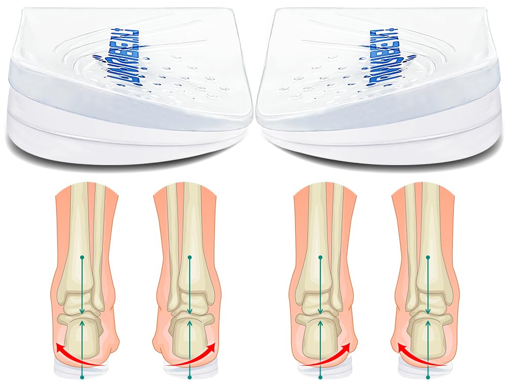Unribeau 3 Layers Adjustable Supination & Pronation Correction Heel Insoles,Self-Adhesive Medial & Lateral Heel Wedge Inserts for Foot Alignment and