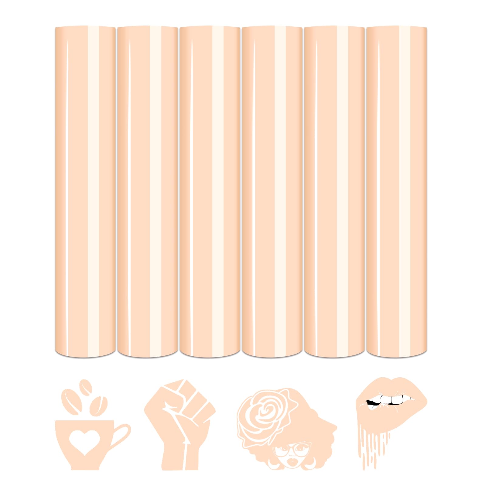 Tintnut Nude Beige Heat Transfer Vinyl,6 Pcs 12x10in Iron on Vinyl