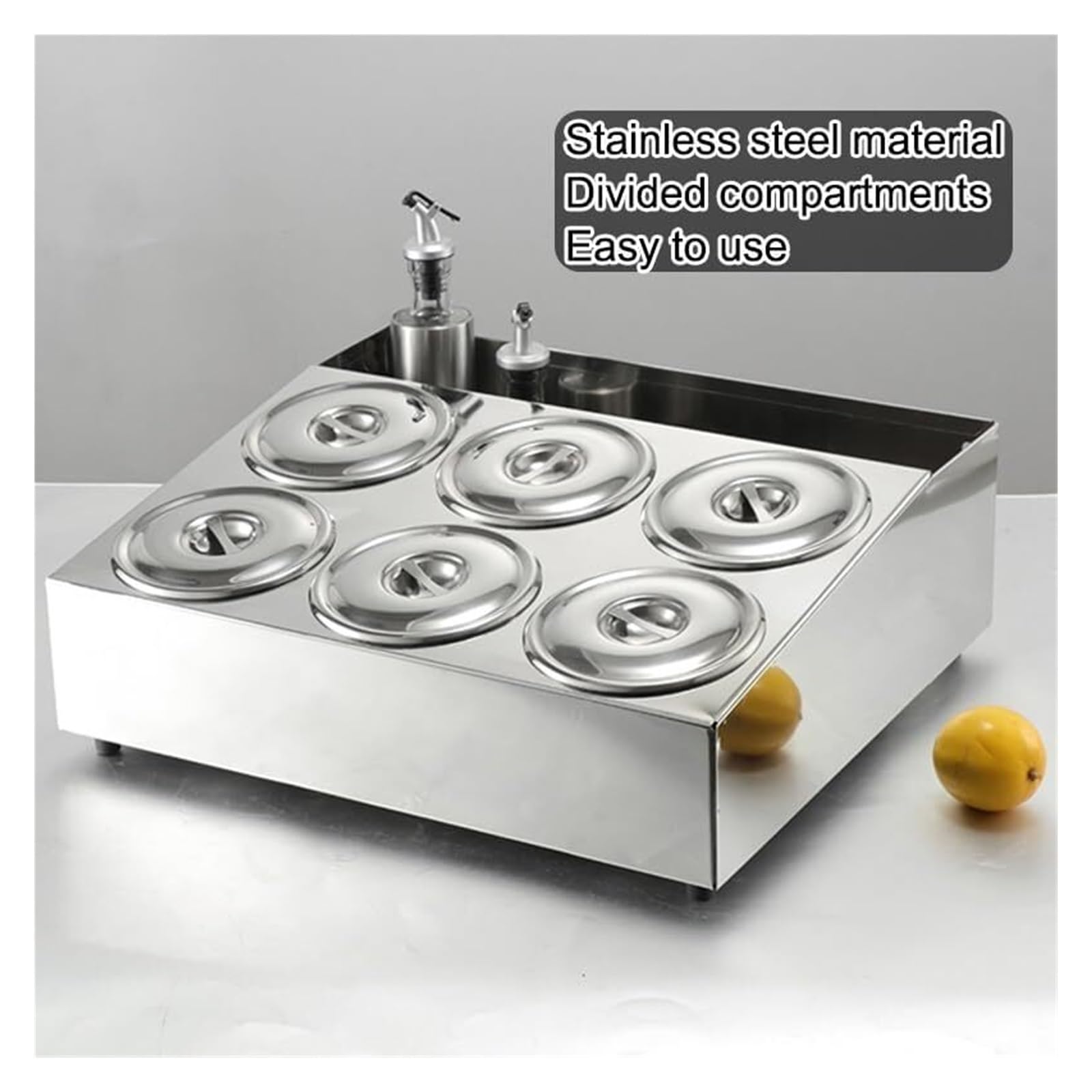 Stazione per pizza con supporto inclinato per piano di lavoro, ripiano posteriore per spezie per salse e ingredienti, soluzione per riporre la cucina (45 x 25 x 12,5 cm)