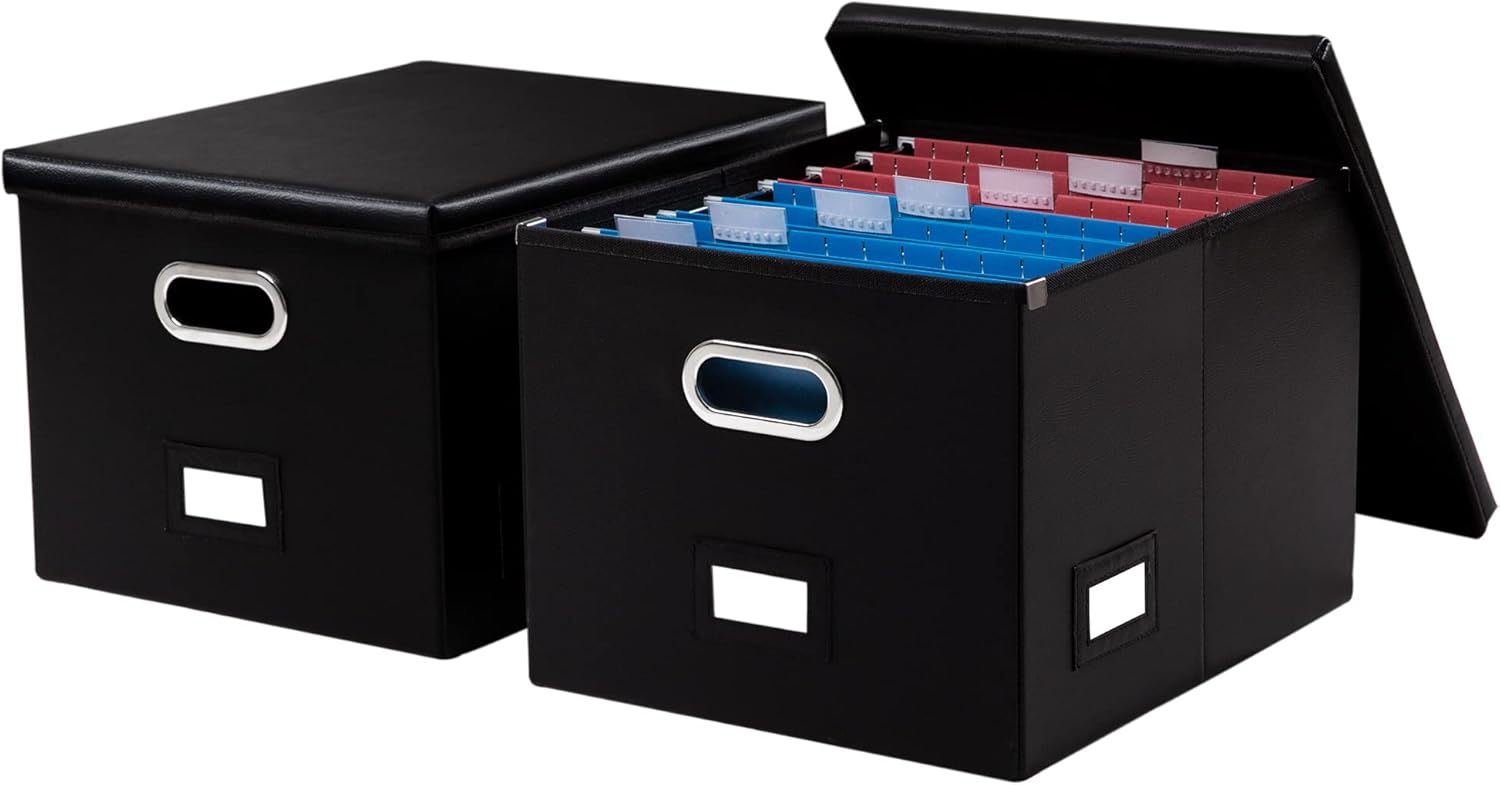 PRANDOM File Organizer Box Set of 2 Collapsible