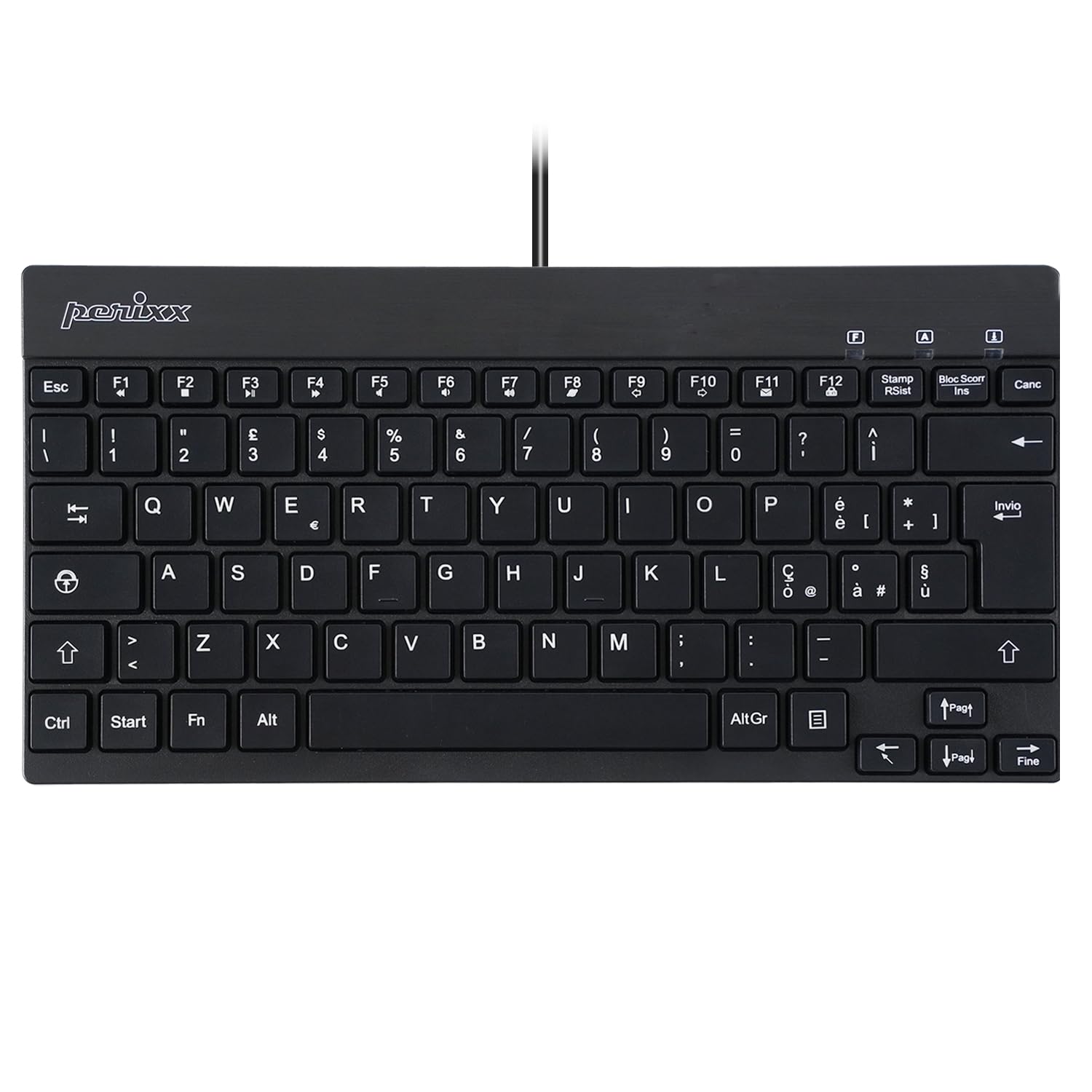 Perixx PERIBOARD-332 Teclado Mini USB retroiluminado con Cable - Teclas de Tijera Tipo X