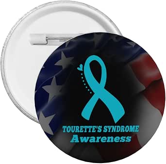 Down Syndrome Awareness Ribbon Lapel Pin - Blue & Yellow Enamel, Silver Plated, 1-1/8 Inch, Clutch Back