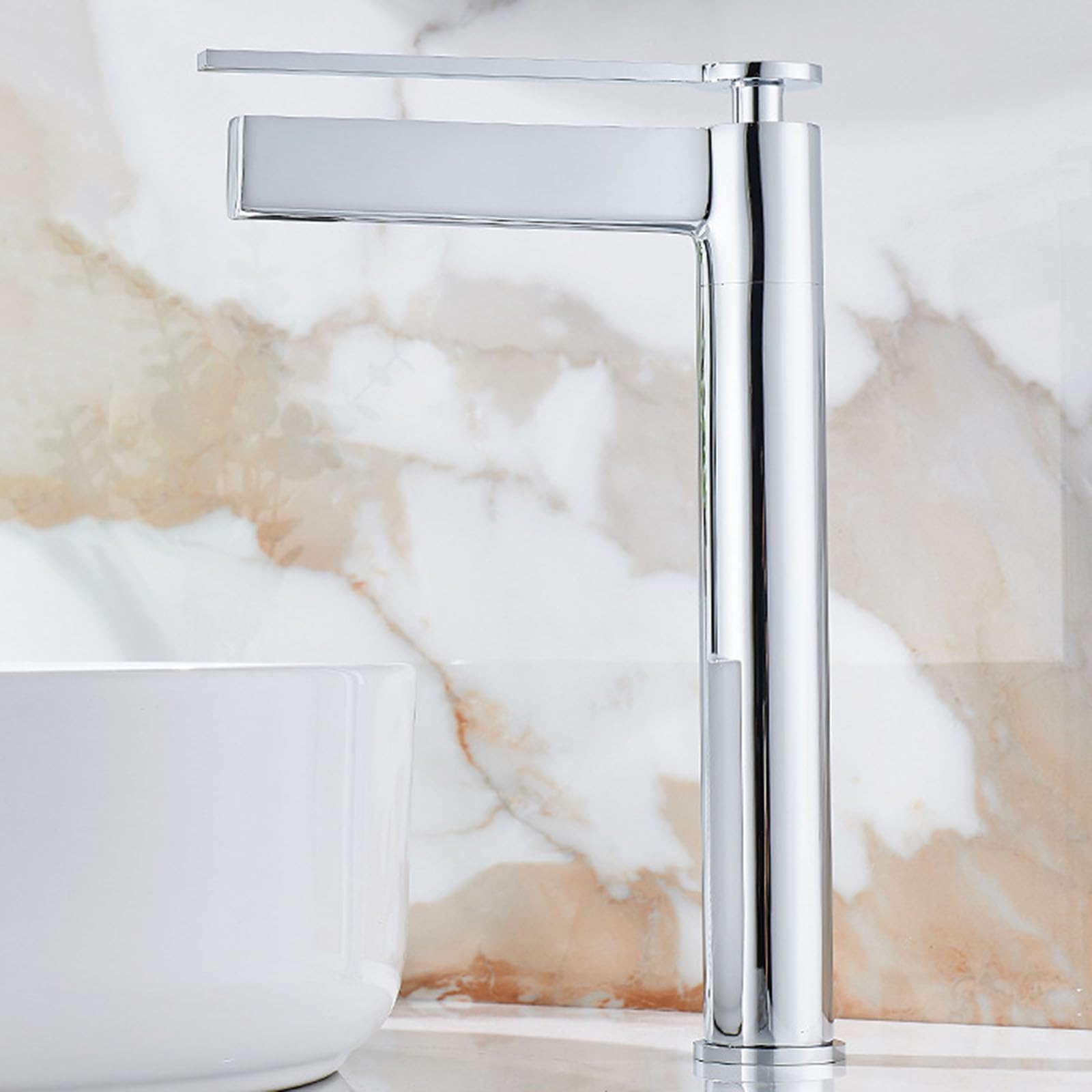 Nfusrxmbk Chrome Bathroom Sink Tap Modern Waterfall Basin Mixer Tap Single Lever Hot And Cold Water High