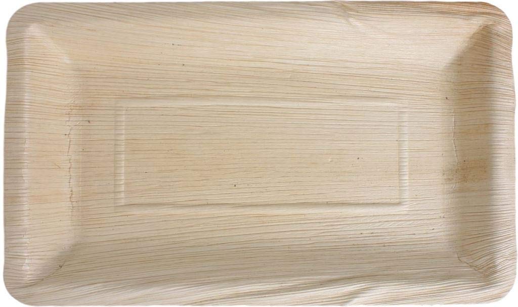 KOKA Oka Palmblatt Desechable Placa Reckteckig Respetuoso del Medio Ambiente Platos Desechables Compostables - Natural, 15x25cm (100 Stück)