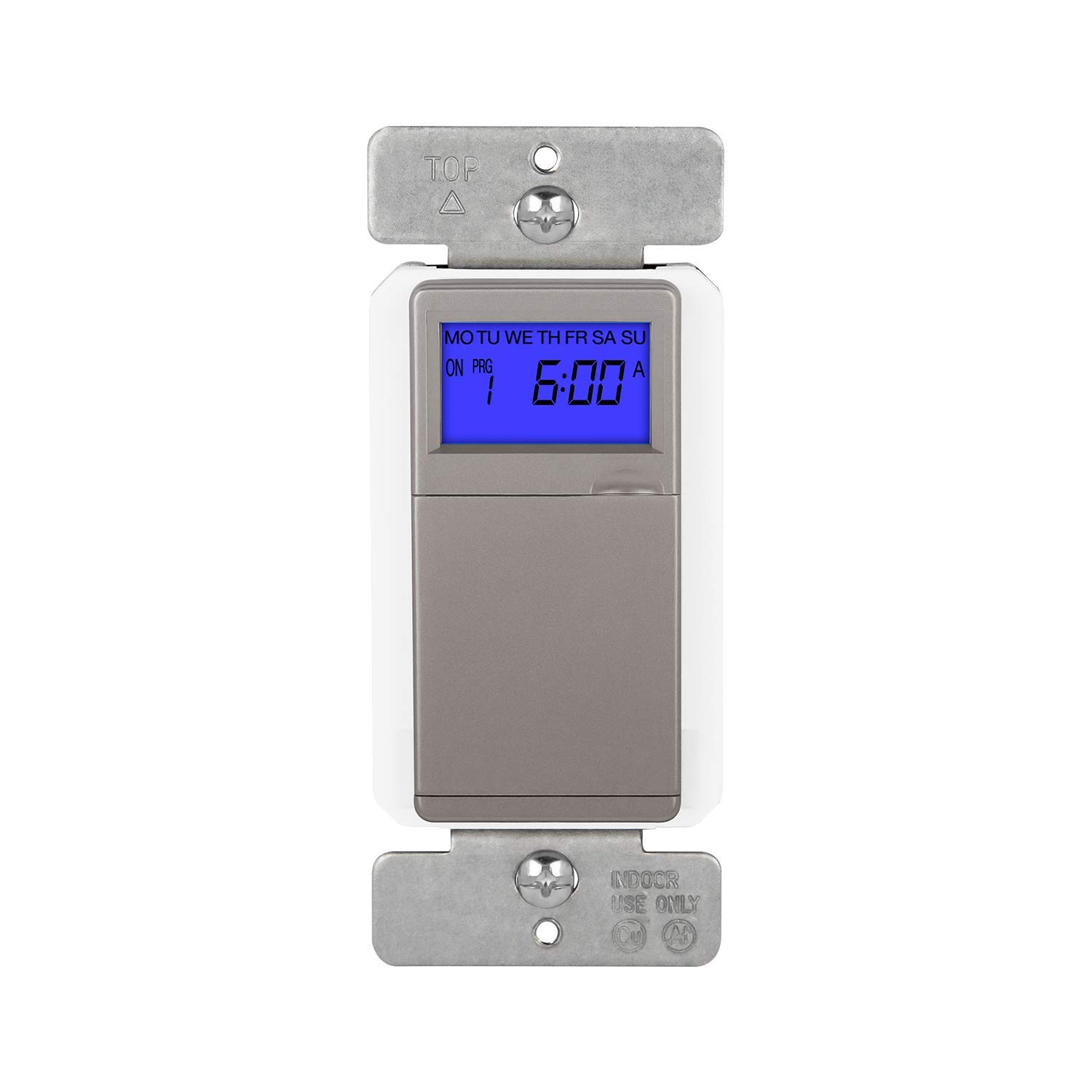 TOPGREENERDigital Astronomic Timer Switch, 7-Day Programmable Sunrise Sunset, Single Pole or 3-Way, Neutral Wire Required, 120VAC, UL Listed, TGT01-H-NK, Nickel