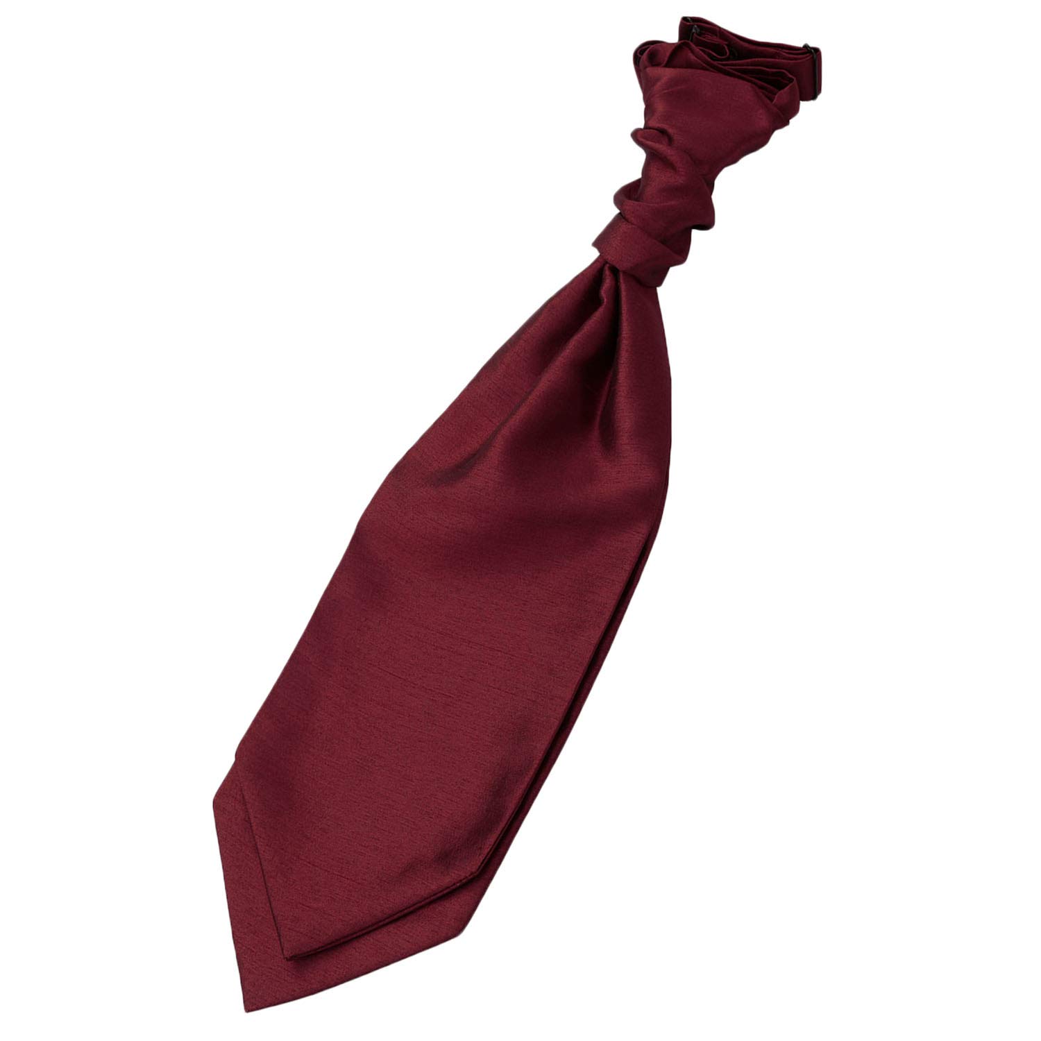 Dqt Men's Burgundy Plain Shantung Pre-Tied Scrunchie Cravat – Wedding Formal Ascot Tie