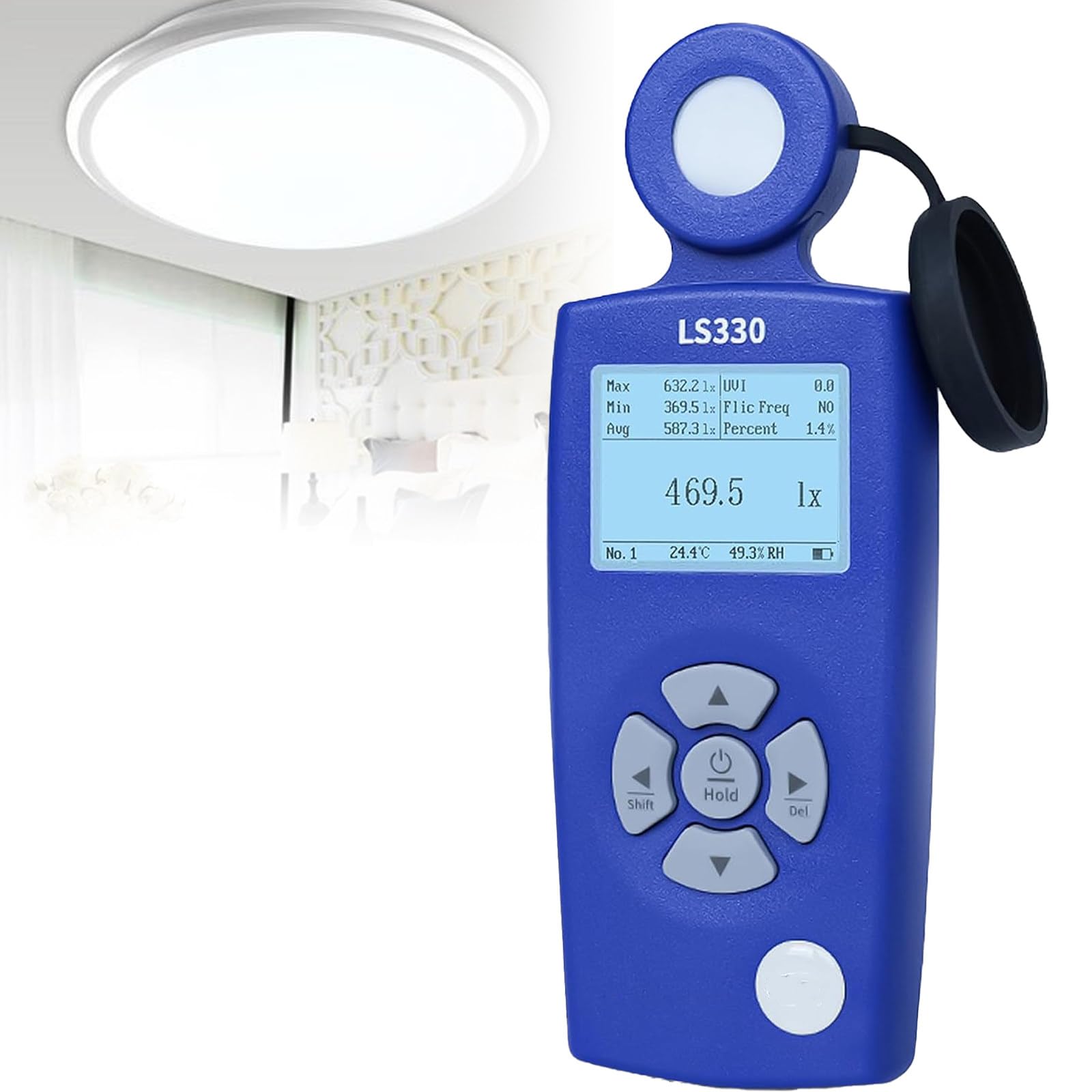 Luminómetro Digital de Alta Precisión, Luxómetro Profesional para Invernaderos, Luxómetro, índice UV, Medición de Frecuencia de Parpadeo para Luminarias