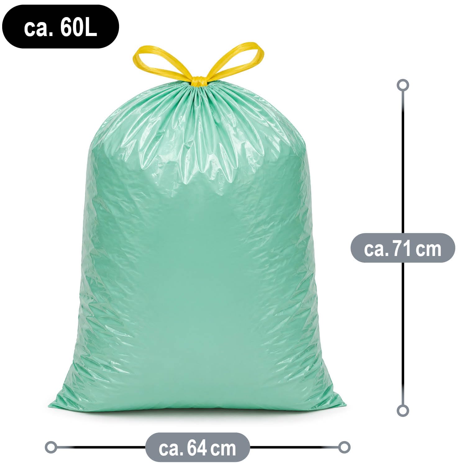com-four® 540x Müllbeutel mit Zugband 60 Liter - reißfeste Abfallsäcke - Mülltüten flüssigkeitsdicht - Müllsäcke für Haushalt, Gastronomie und Gewerbe - 20 Stück pro Rolle (60 Liter - 540 Stück)