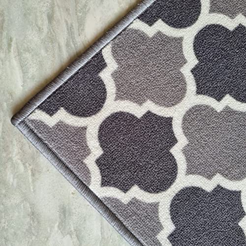 Image of Matz&More Trellis Islamic Floor Mat | 40x60 CM | Two Toned Grey | Nylon Tufted Gel Baking Anti-Slip | Doormat for Home Entrance, Kitchen & Bedroom