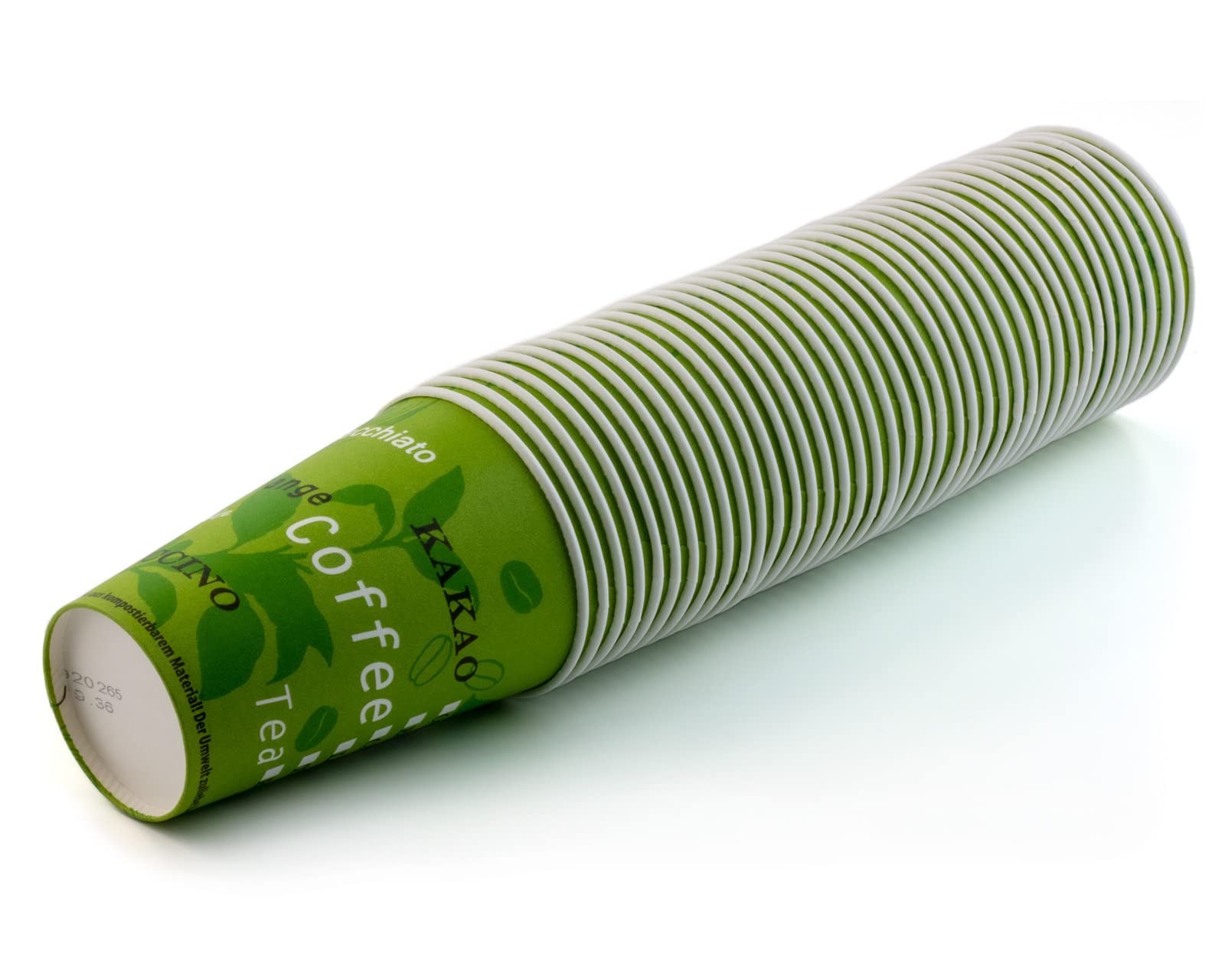 Octopus 1000 Kaffeebecher aus Pappe, 180 ml, grüne Bio-Optik, beschichtet | Für Kaffee, Tee, Kakao und kalte Getränke, formstabil, geschmacksneutral und in Deutschland produziert