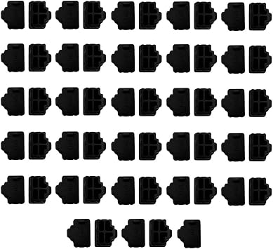 Silicone 55Pcs Ethernet Hub Port RJ45 Anti-Dust Cover Plugs Protector Stopper Cap for Female Port Black for TV,Computer,Other Devices.