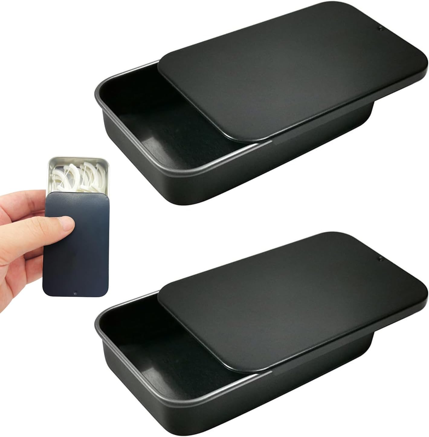 Joyzzz Dental Floss Holder, 2PCS Travel Floss Picks Case with Sturdy Metal, Portable Floss Pick Holder Can Store 24 Adult Dental Floss Box, Refillable Glide Floss for Travel, Home, Outdoor, Etc