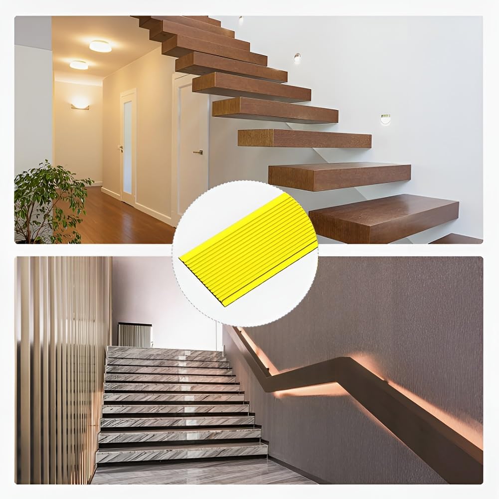 Profilo per Autoadesivo Scale in PVC da 500 cm, Profilo Antiscivolo per Gradini Impermeabile per Uso Interno/Esterno(Orange,16.4 ft/500 cm)