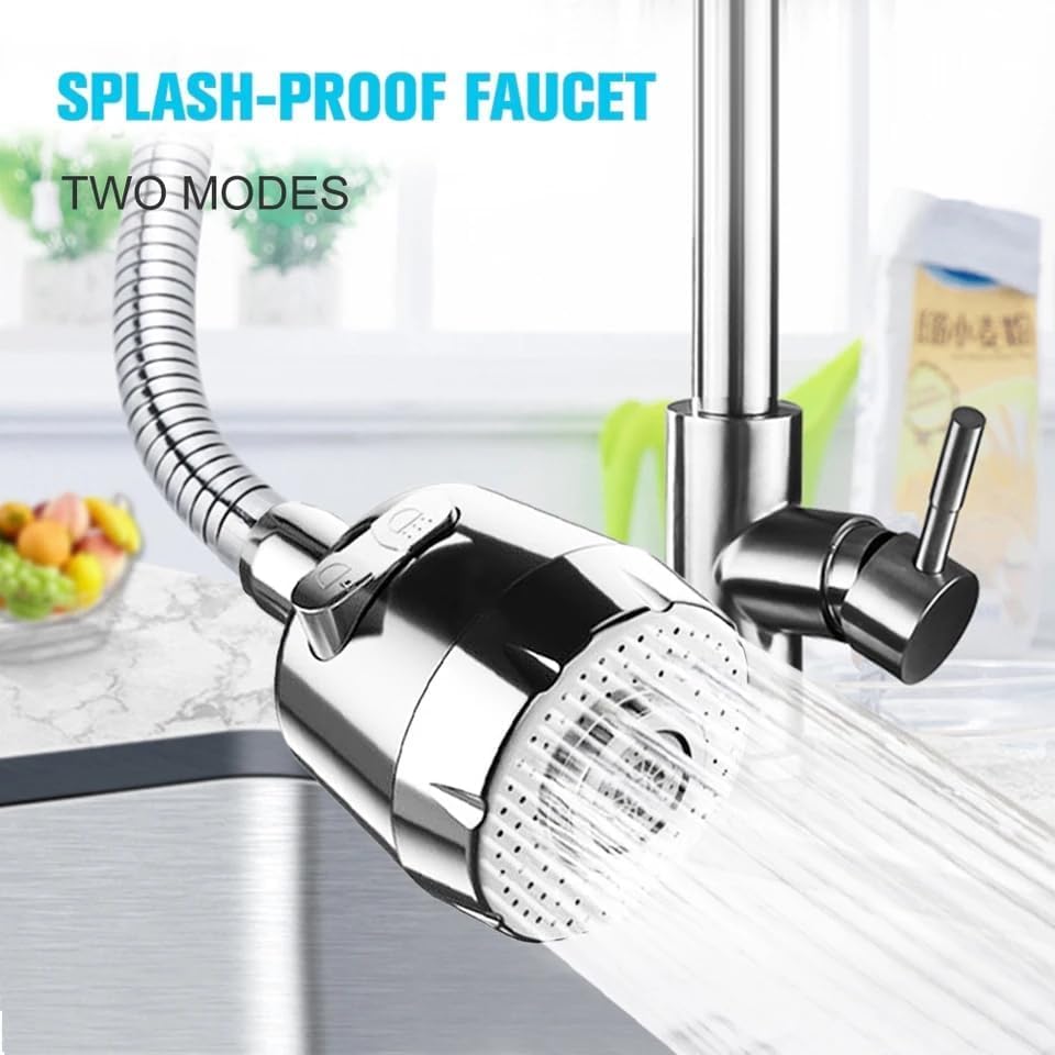 Image of CHONGZFU Flexible Tap Extender for Kitchen Sink - 360 Rotating Faucet Attachment, Splash-Proof, Water-Saving, Easy Installation, Universal Fit Nozzle for Washings 1 Pcs