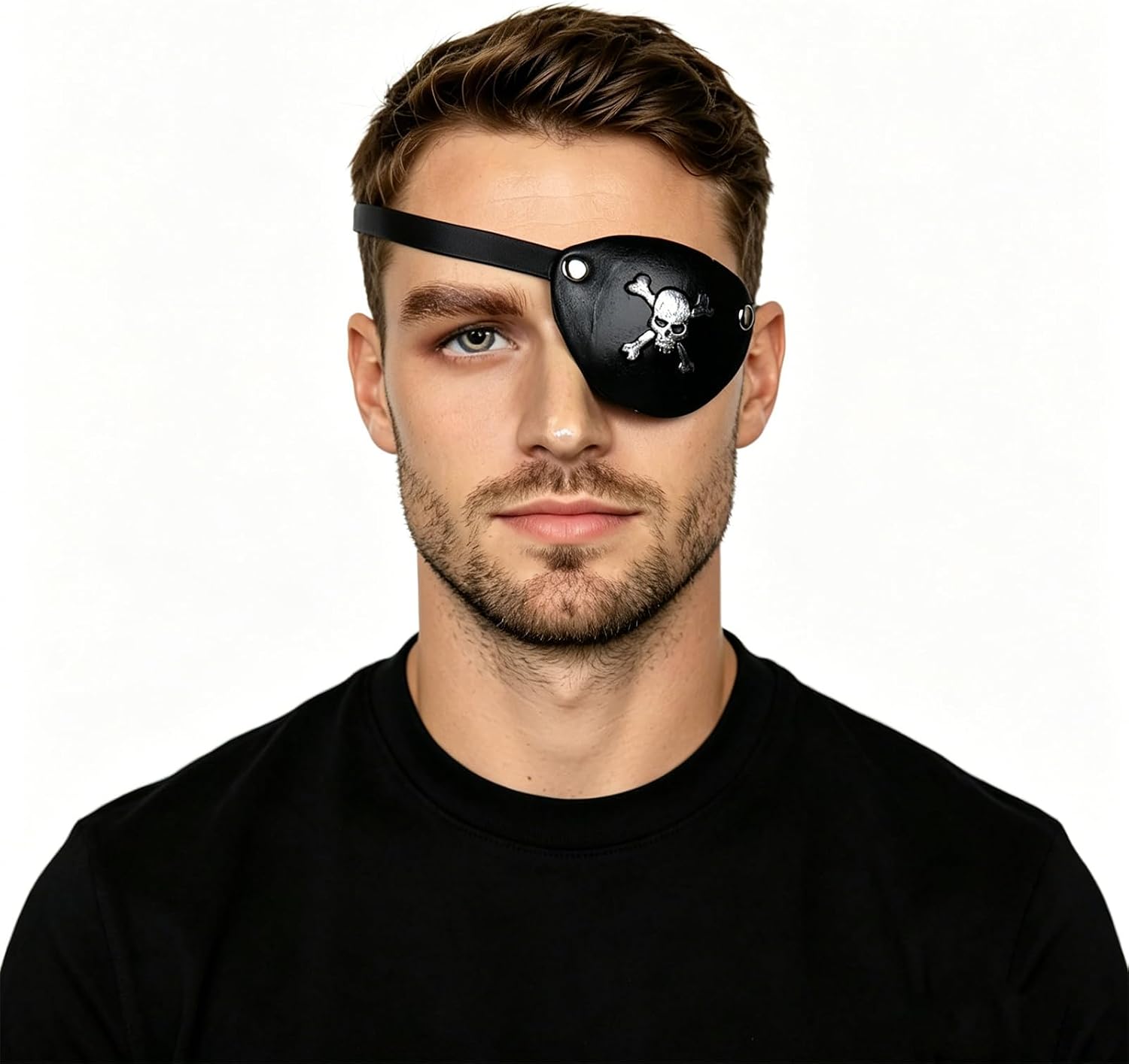 HOTTERCOS Pirate Eye Patch, Adjustable Eye Patch Costume Accessory Faire | Halloween Party Cosplay Renaissance, Soft and Safe, Suitable for Right Eye and Left Eye