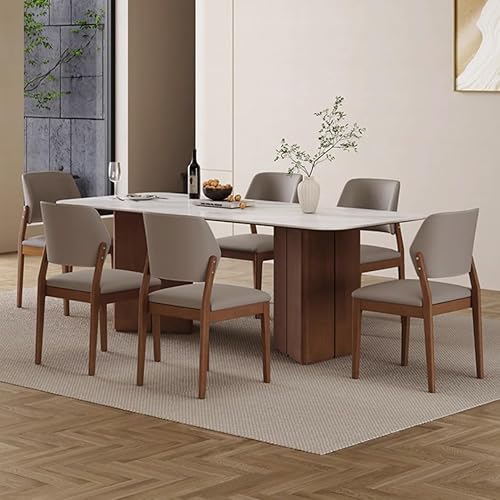 Miniatura 9 de YVYKFZD Juego de sillas de comedor de madera, silla de comedor de cuero, sillas de cocina tapizadas con respaldo curvo, silla de sala de estar sin