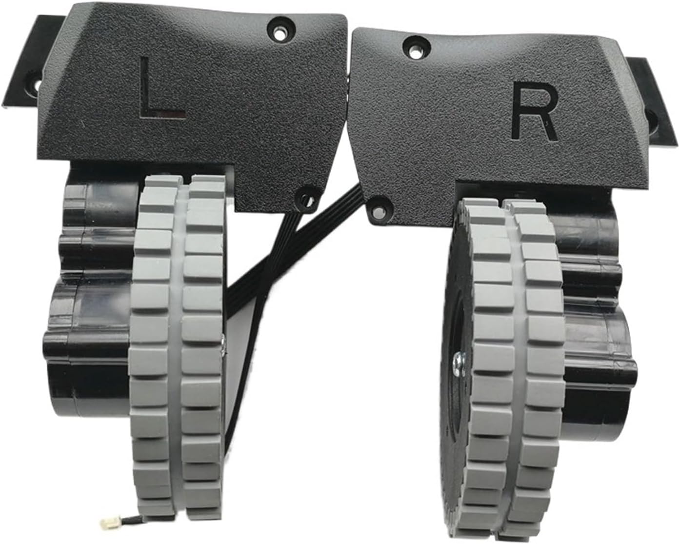 Both left and right robot vacuum cleaner wheel parts, showing 'L' and 'R' markings.