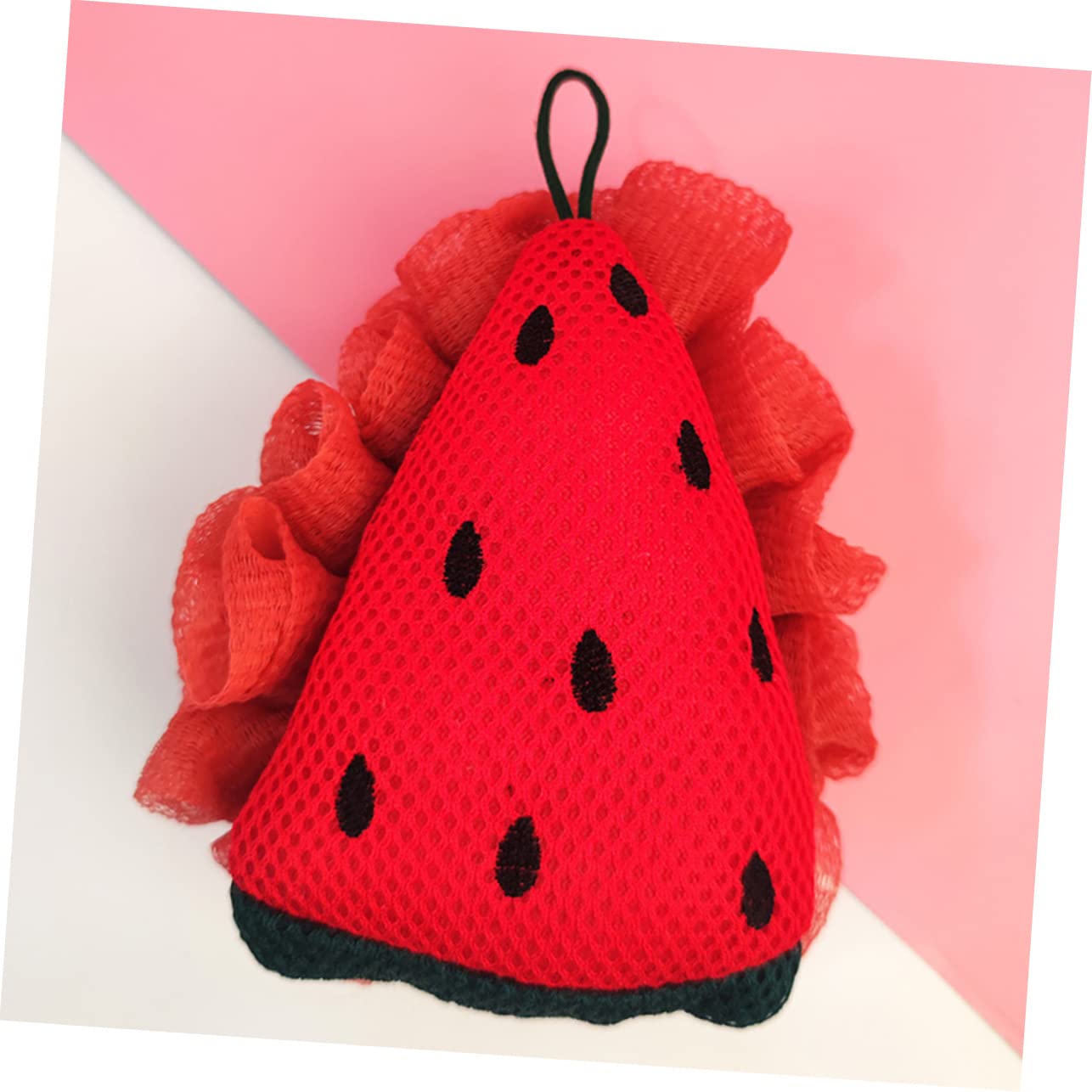WRITWAA Watermelon Cartoon Shower Loofah Bath Sponge for Adults Soft Body Scrubber with Hanging Lanyard Quick Drying Bathing Experience Fun and Functional Bath Sponge for Women