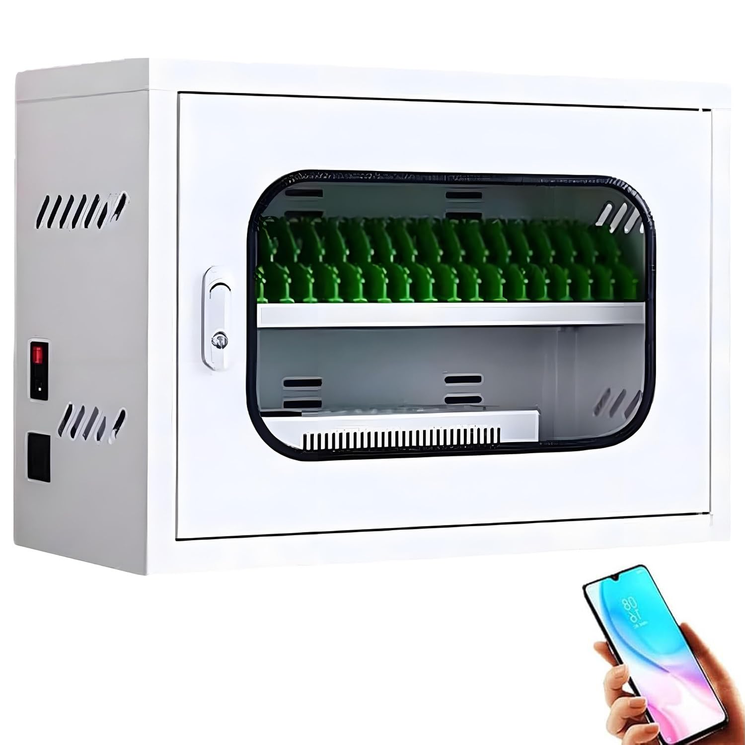 UORDBY Portable Charging Mobile Phone Cabinet, Rechargeable Cellphone Locker Storage Charging Station, Cellphone USB Charging Station, Compatible with Various Mobile Phone Models 20slots