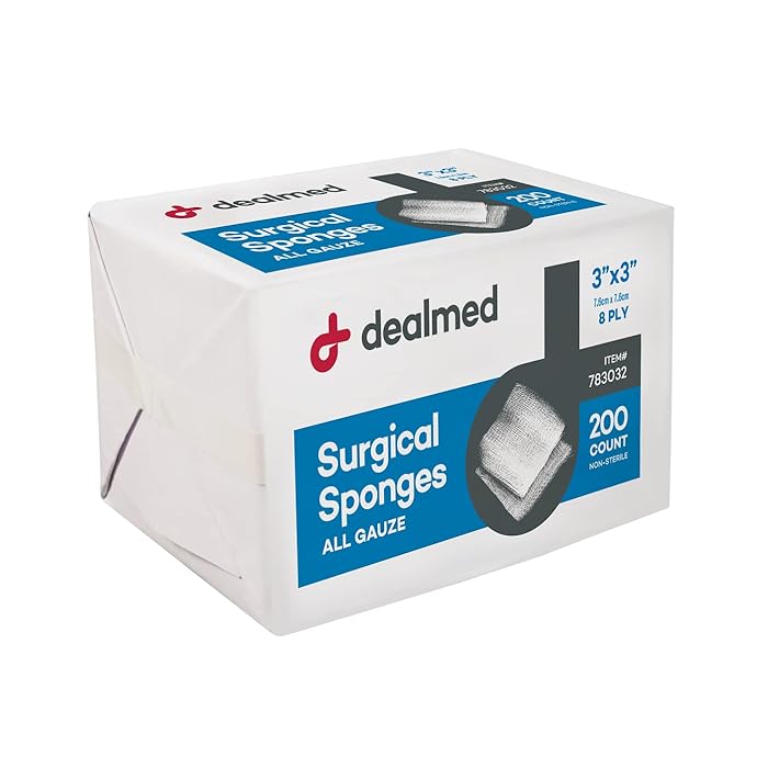 Buy Dealmed Surgical Sponges 200 Count, 8Ply, 3" x 3" Surgical Gauze