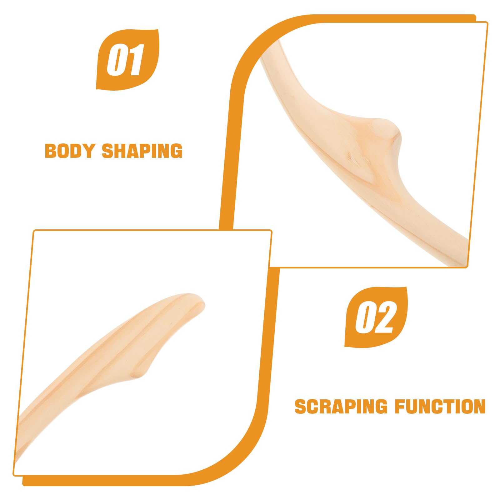 TOYANDONA Herramienta Guasha de Madera 3 Piezas para Esculpir y Moldear el Cuerpo, Palo de Acupuntura Compacto para Masaje y Relajación Cuerpo en Viajes