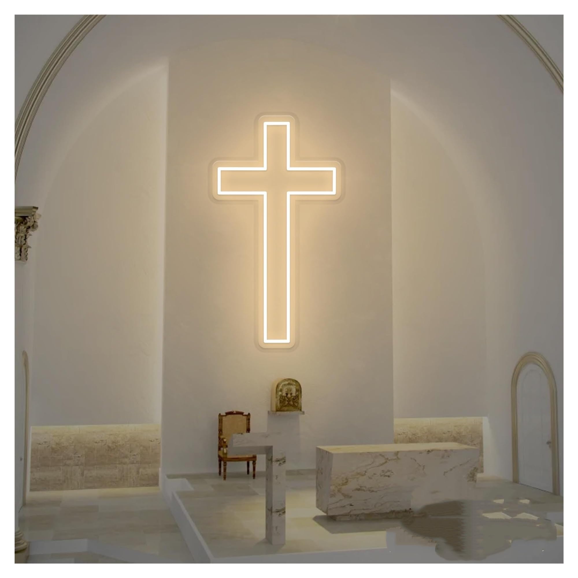 Wiszące neony artystyczne Neon krzyżowy LED z możliwością ściemniania