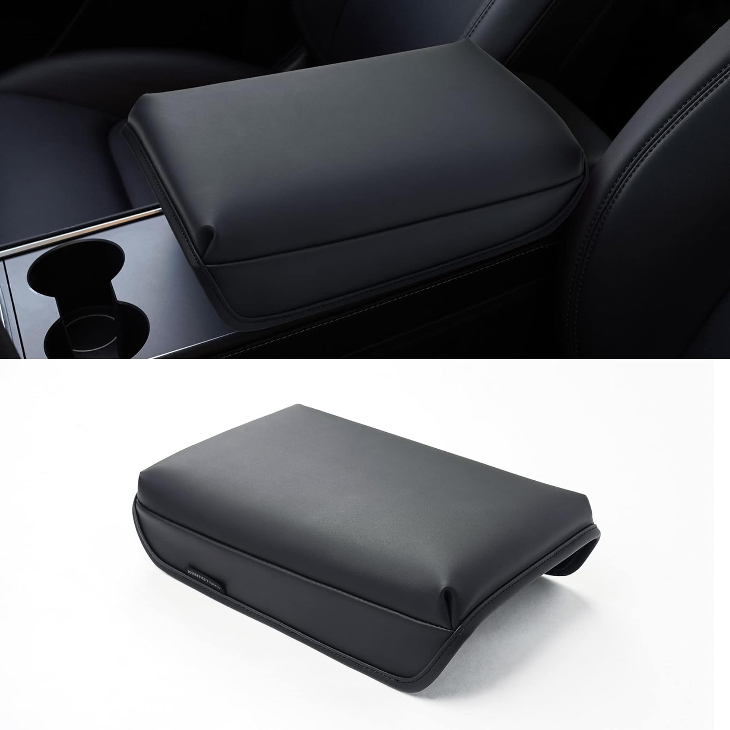 KMMOTORS Model y, Model 3 Center Console Cover Basic Black, Armrest Cushion, Console Protector, Vegan Leather, Tesl* Accessories, Model 3, Model y Black Basic