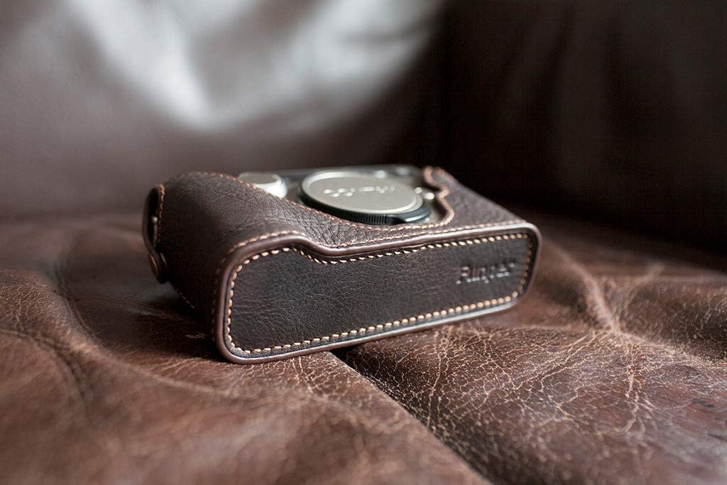 Handmade Genuine Real Leather Half Camera Case Bag Cover for Contax G2 Dark Brown (No Data Back)