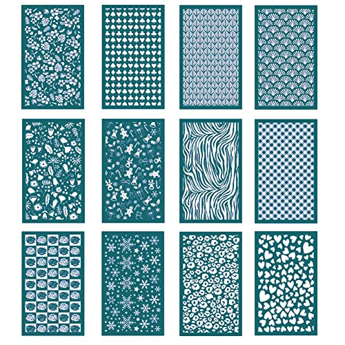 3PCS Screen Printing and 2Pcs Scrapers Polymer Clay Tools Silkscreen Print Kit, Reusable Silk Screen Stencils for Polymer Printing on Clay & Jewelry Earrings Decoration (Type 3)