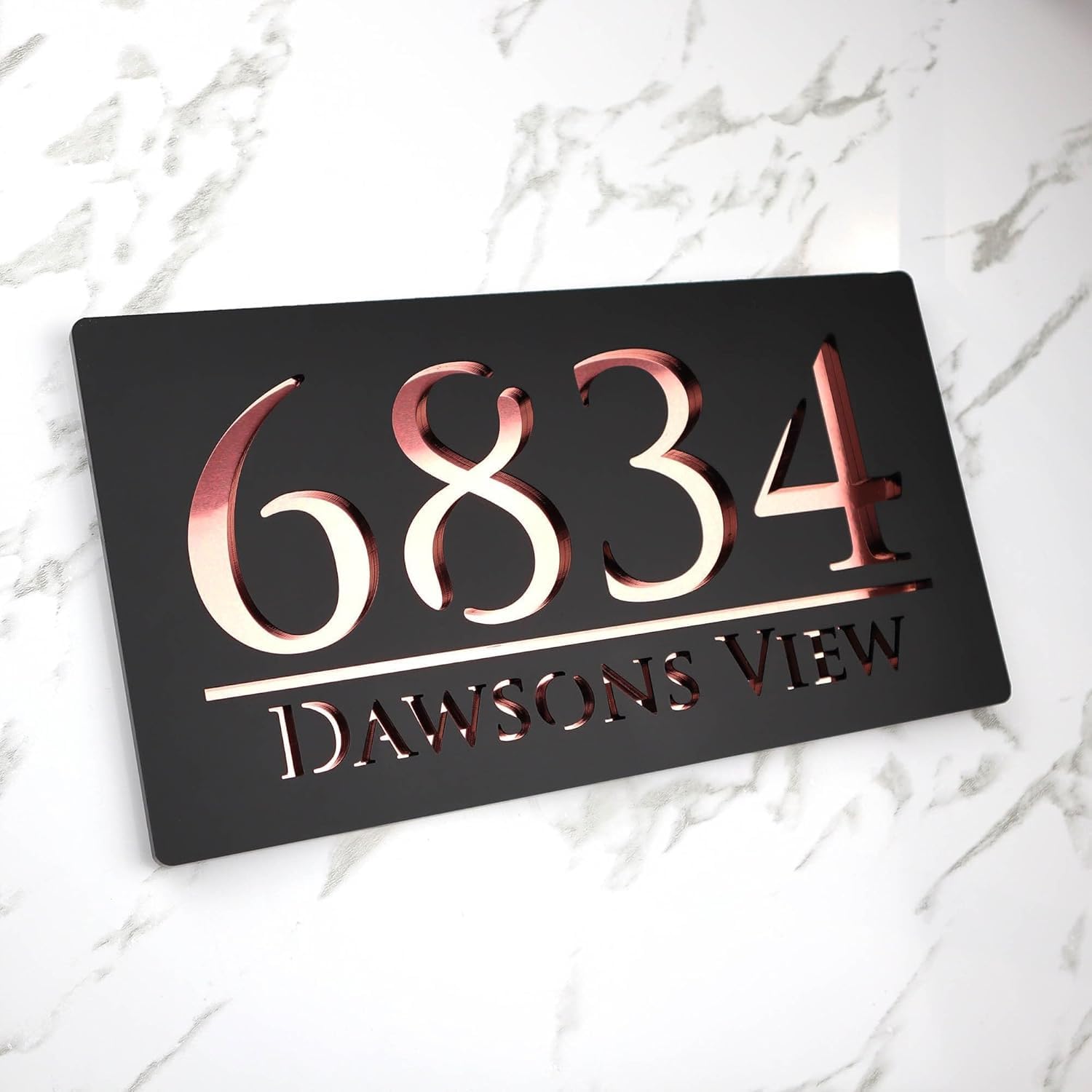 Personalized Acrylic Name Plate for Home Entrance 3D Letters Door Name Plates Home Office Outdoor Entrance 15x30 cm Stylish Durable (Black Rose Gold) 2