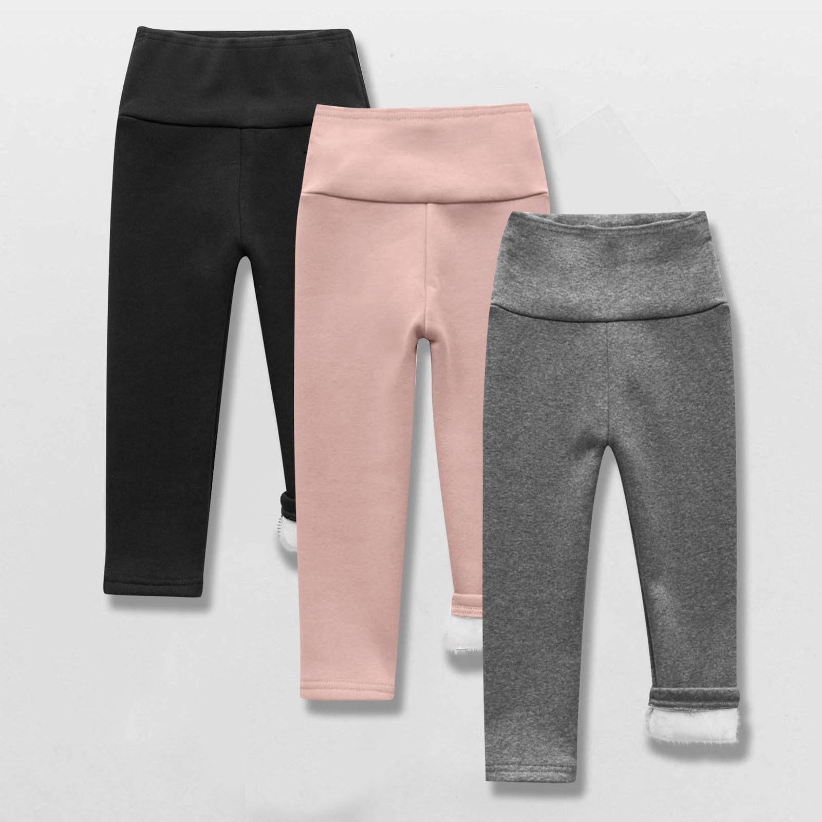 Thermoleggings Mädchen Einfarbige LangerHose Dicke Warm Winterhose Winter Gefütterte Thermohose Baumwolle Thermounterwäsche Kinder Weiche Stretch Leggings Junge High Waist Thermohosen 3er-Pack