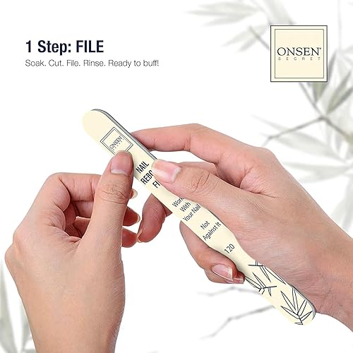 Miniatura 5 de Onsen Secret Essential Kit de reinicio de uñas con crema de rescate de manos y cutículas, bloque de amortiguador, lima profesional, almohadillas de