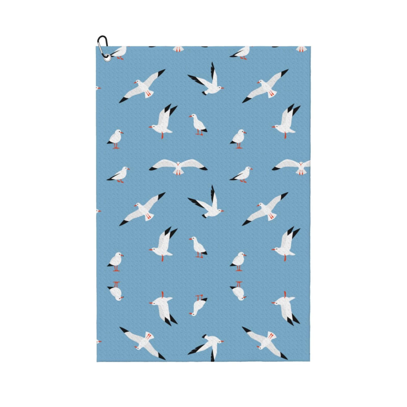 peiyeety Seagull Microfiber Golf Towel with Carabiner Clip, 16x24 Inch Absorbent Waffle Weave Towel for Golf Bags