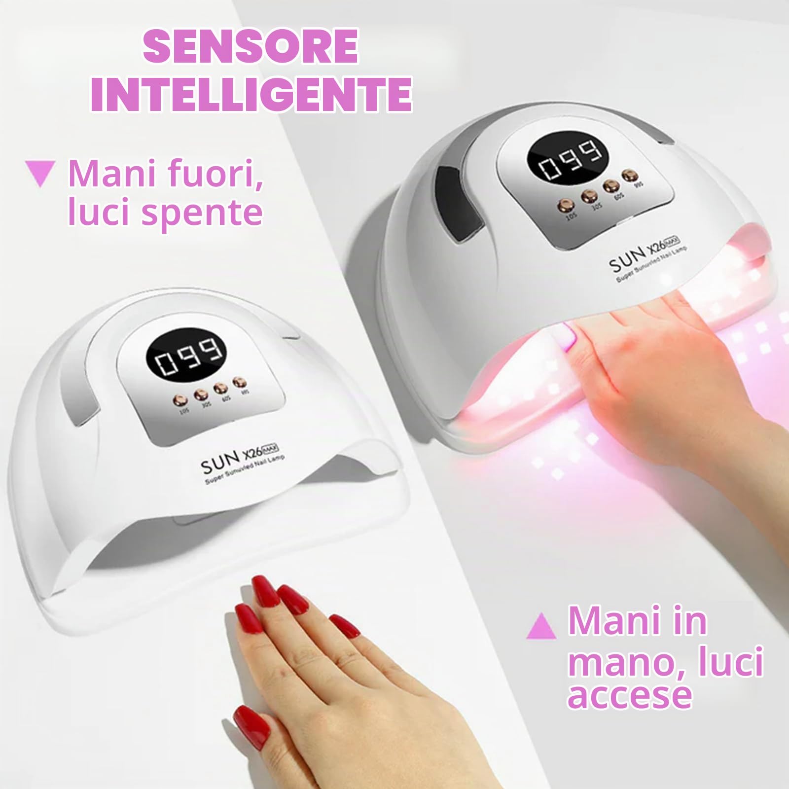 Lampade UV Per Unghie,380W Asciugatura Rapida per Unghie con 81 perline LED,Portatile Lampada per Unghie Con 4 Modalità Timer,Display LCD,Lampada Asciuga Smalto Semipermanente Con Sensore Automatico