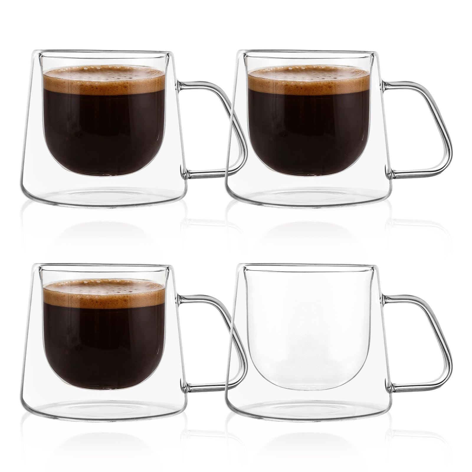 Tasses à café trapézoïdales en verre soufflé double paroi haut de gamme 300ml