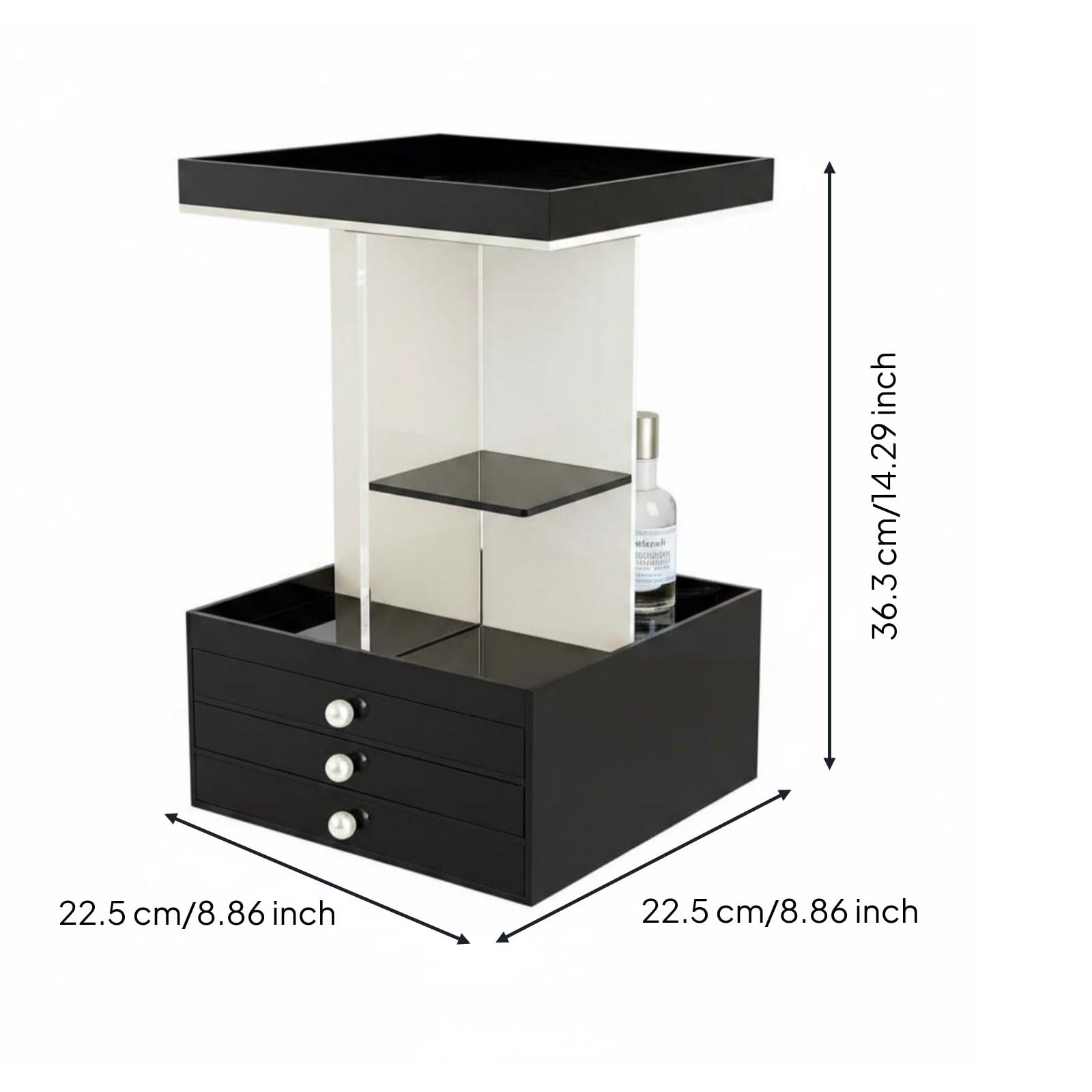Almencla Bandeja Giratoria Acrílica Organizador Maquillaje Cosméticos Perfumes Accesorios Acrílico Transparente Reforzado y Bandeja Escalonada Que Ahorra, Model B 3-Drawer