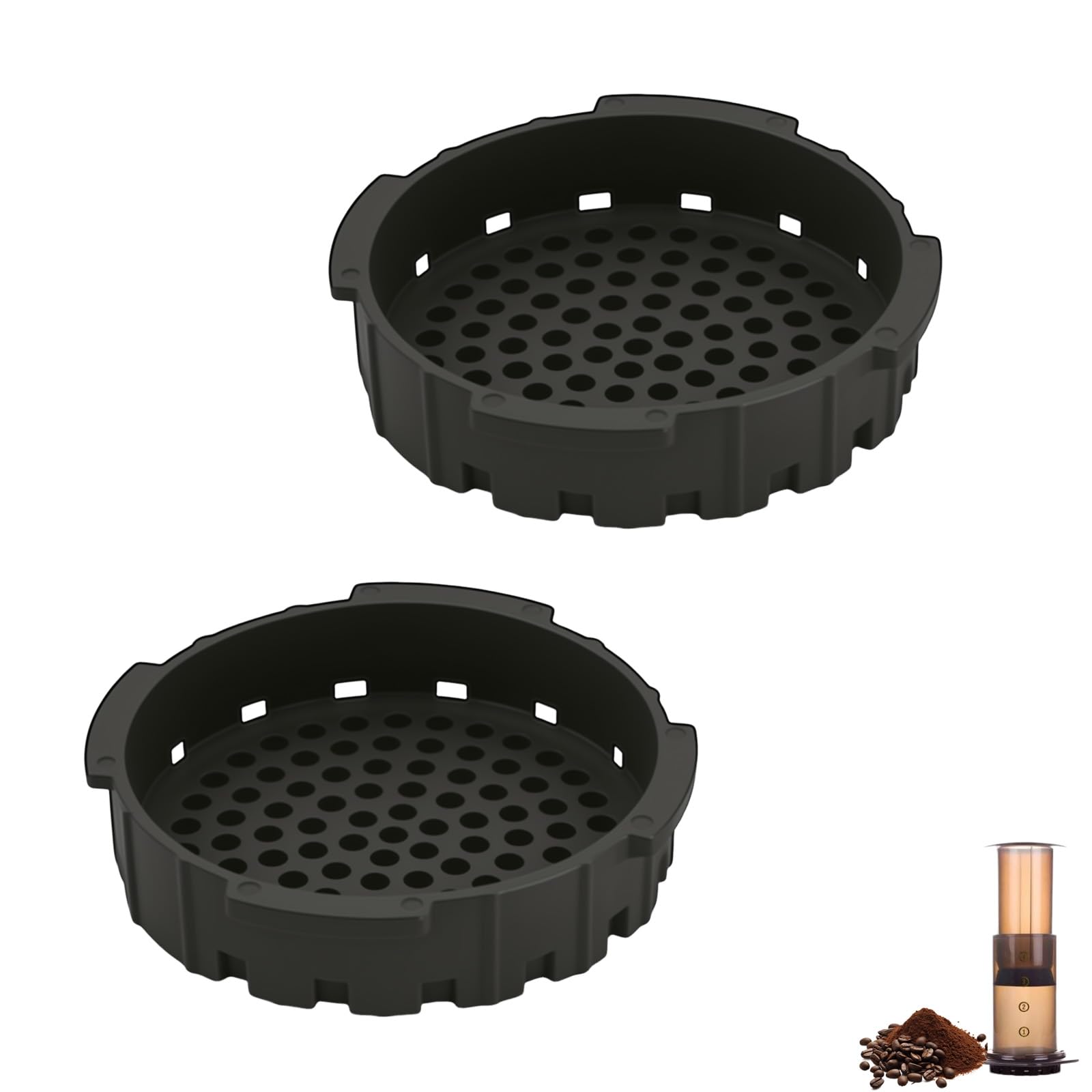 Coffee Filter Cap Replacement โ 2 Pcs Pressure Control Filter Cap Compatible with AeroPress Coffee Maker โ No Drip Brewing Attachment for Coffee and Espresso โ Black Filter Accessories for Kitchen Use