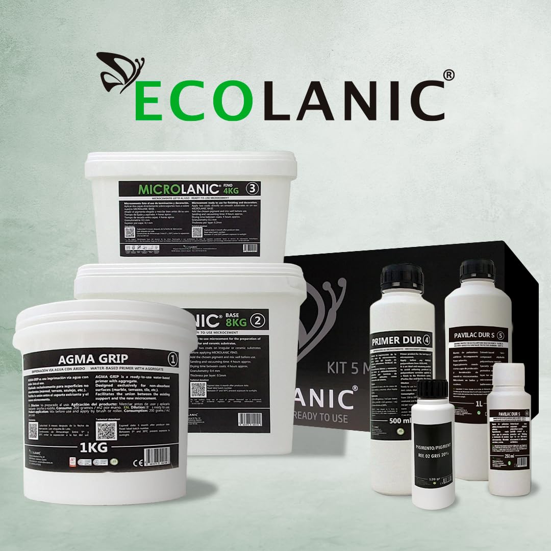 KIT MICROCEMENTO 5M² SBC | Especial Baños y Cocinas | Kit microcemento 5m² listo al uso para Baños, duchas y Cocinas.| Color: BLANCO | MATE