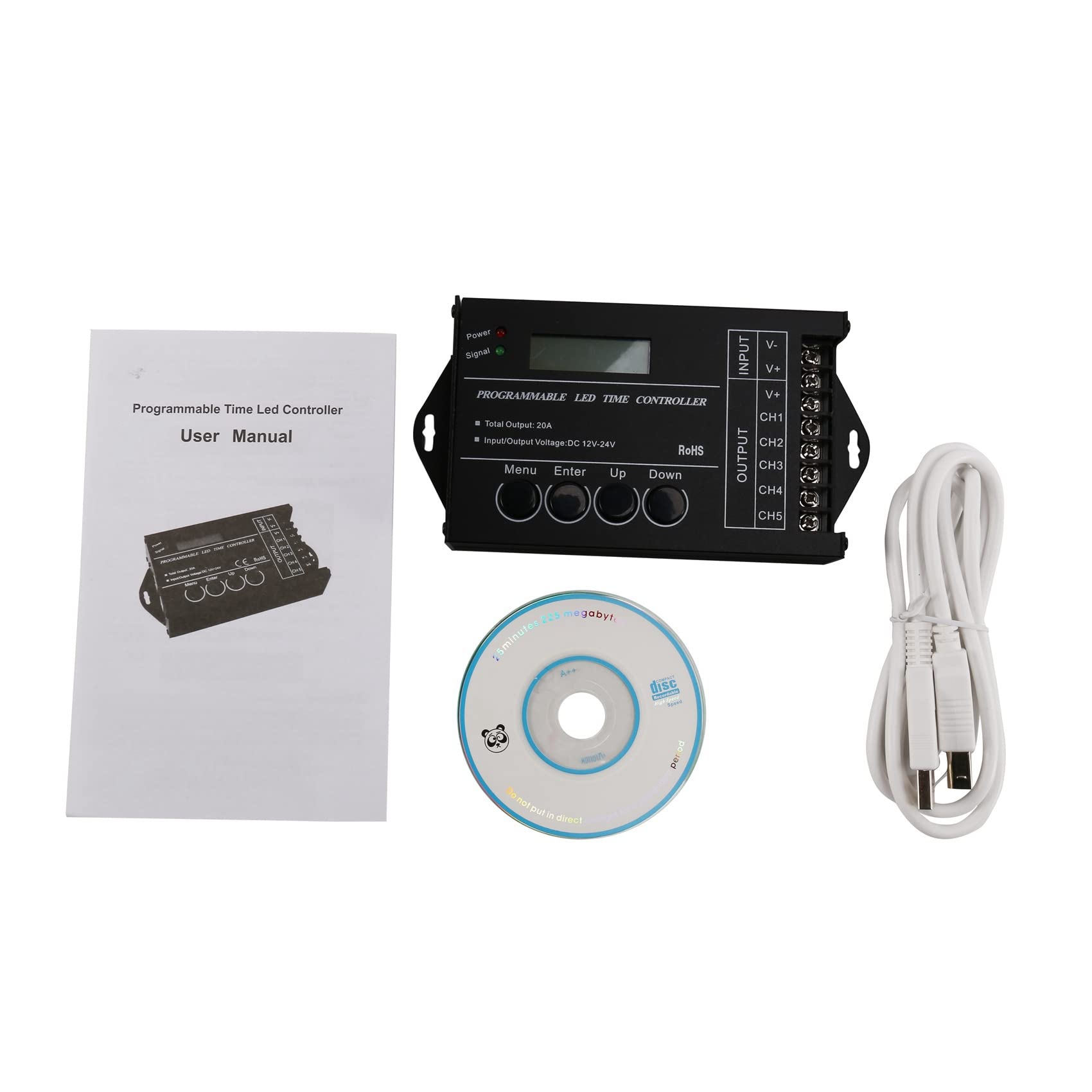 Controlador LED RGB programable por tiempo TC420 DC12V-24V Dimmer de 5 canales LED