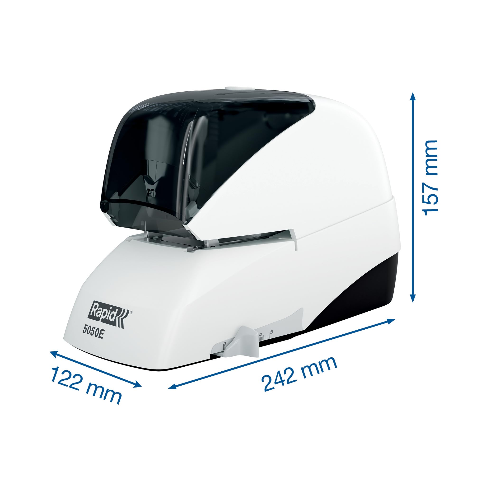 Rapid 5050E - Cucitrice elettrica Supreme, 50 fogli, 10 pagine, colore: bianco/grigio