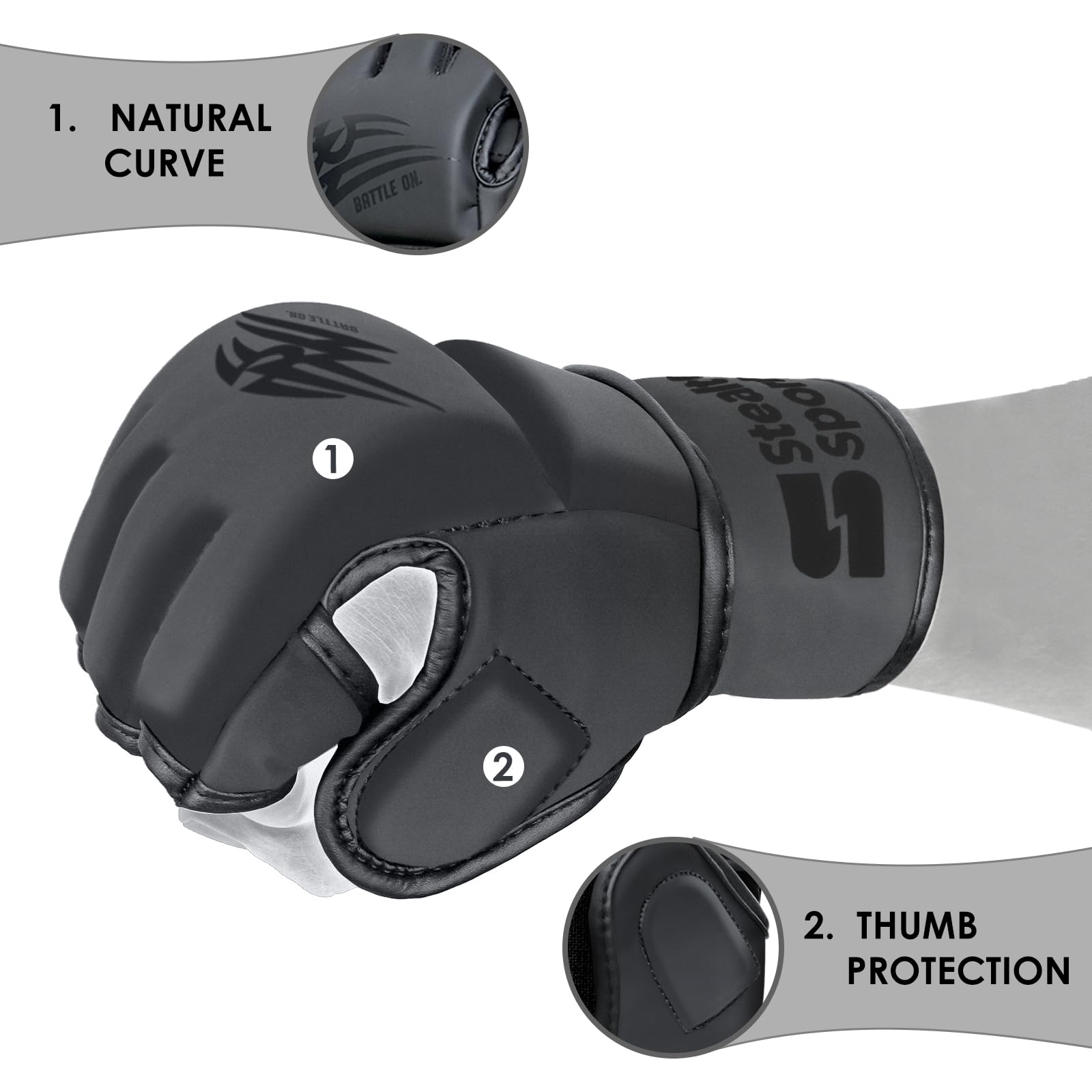 Guanti MMA FightX Con Palmo Aperto: Unisex, Pelle Di Alta Qualità, Imbottitura Rinforzata Su Nocche E Polso, Per UFC, Muay Thai, Boxe E Kickboxing