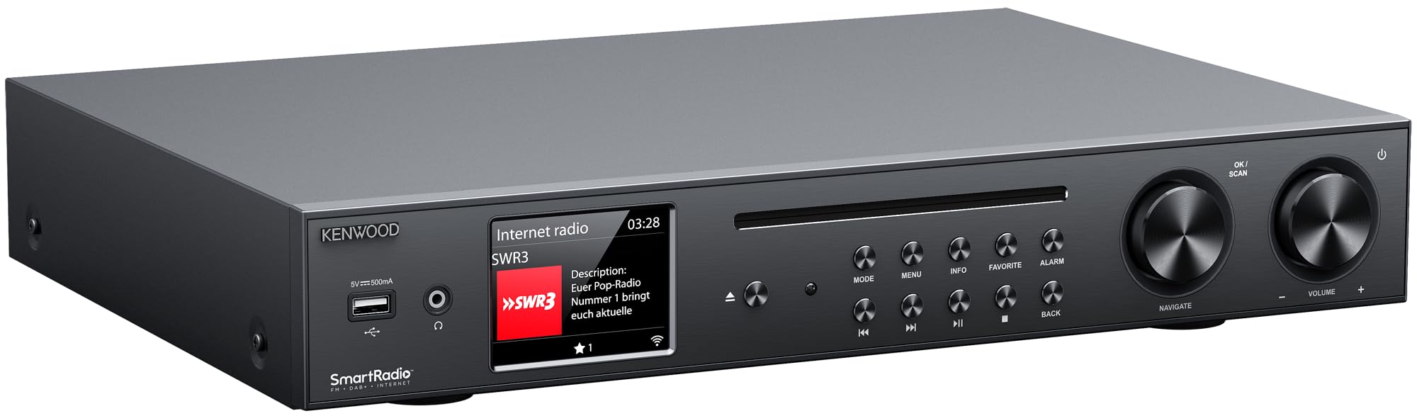 Kenwood Receptor de Audio Hi-Fi Todo en Uno con Radio Dab+, WiFi, Bluetooth USB, Spotify, Reproductor de CD y Ecualizador de Sonido para Casa | Pantalla TFT de 3,2" | KR-W8000SCD-B