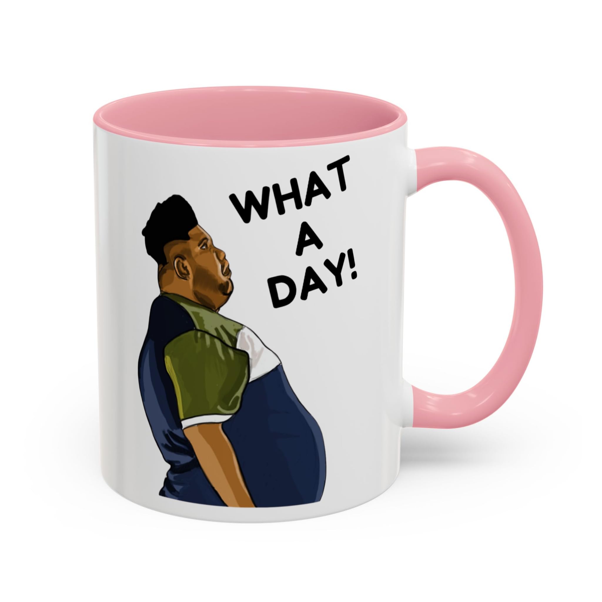 Funny What A Day Work Mug, Novelty Harvey Price Viral Meme, Office Humour Coffee Cup, Bad Day Mug, Gift for Colleague, Friend, Him or Her (Mug, Pink 11oz) — image 1