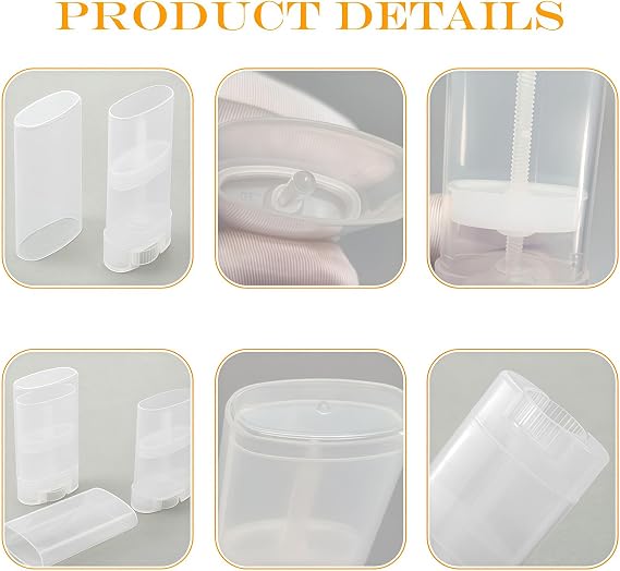10PCS 15ml 0.5oz Clear Empty Plastic Oval DIY Lipstick Lip Balm Lip Gloss Tubes Deodorant Crayon Chapstick Tube Bottle Containers Oval Holder Case Pipe