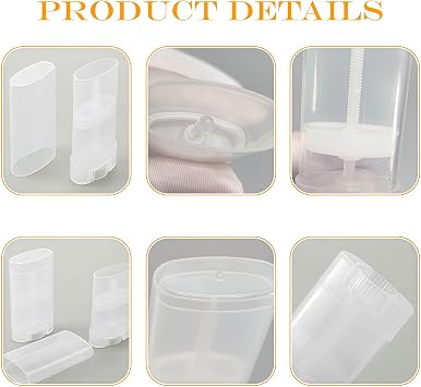 10PCS 15ml 0.5oz Clear Empty Plastic Oval DIY Lipstick Lip Balm Lip Gloss Tubes Deodorant Crayon Chapstick Tube Bottle Containers Oval Holder Case Pipe