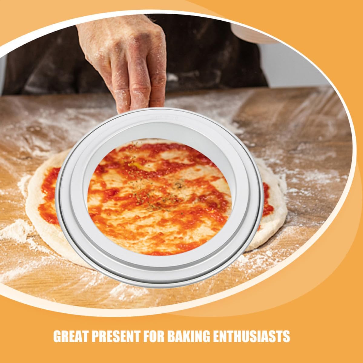 SOLUSTRE Nonstick Aluminum Alloy Pizza Saucing Ring with Smooth Edges 10 Inch round Baking Dough Cutter for Kitchens and Restaurants, for Baking Enthusiasts